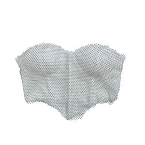 Madrag Womens Medium White Rhinestone Strapless Corset Bustier Top NWT